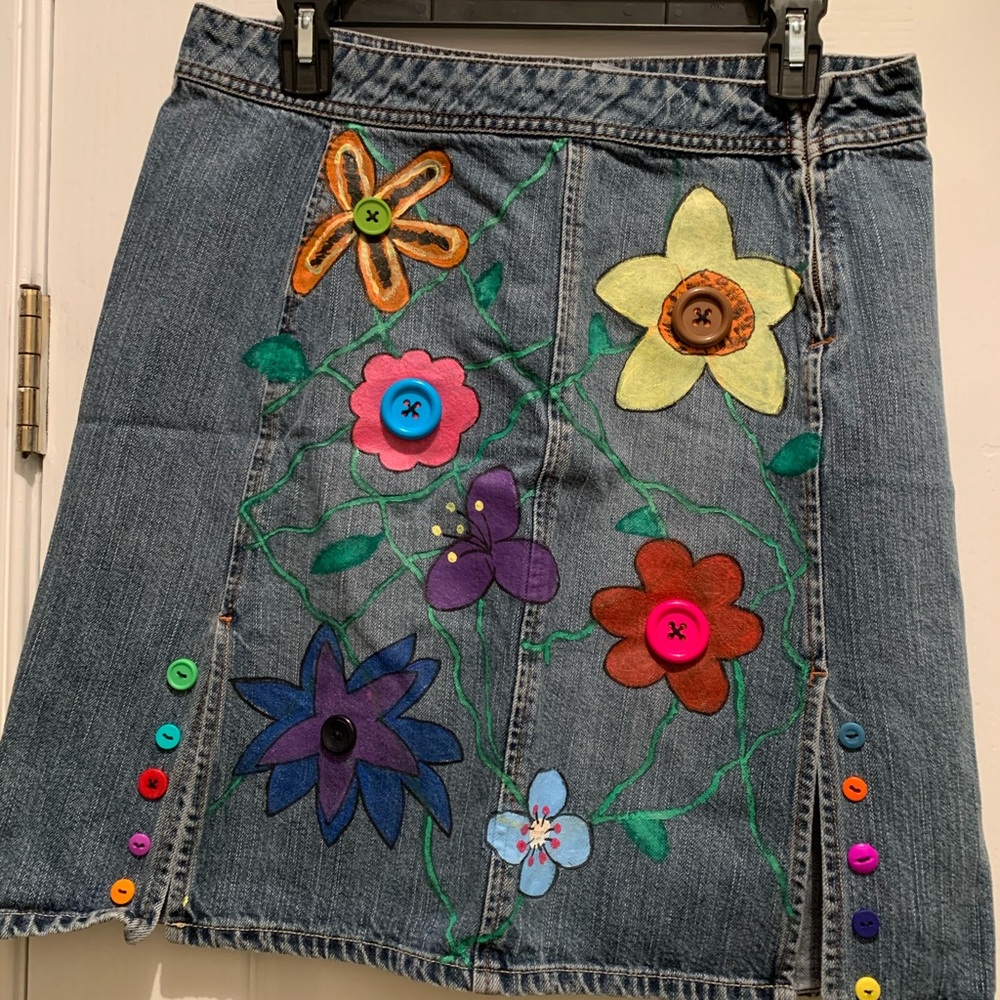 Hand-painted Calvin Klein Women’s Jean Skirt